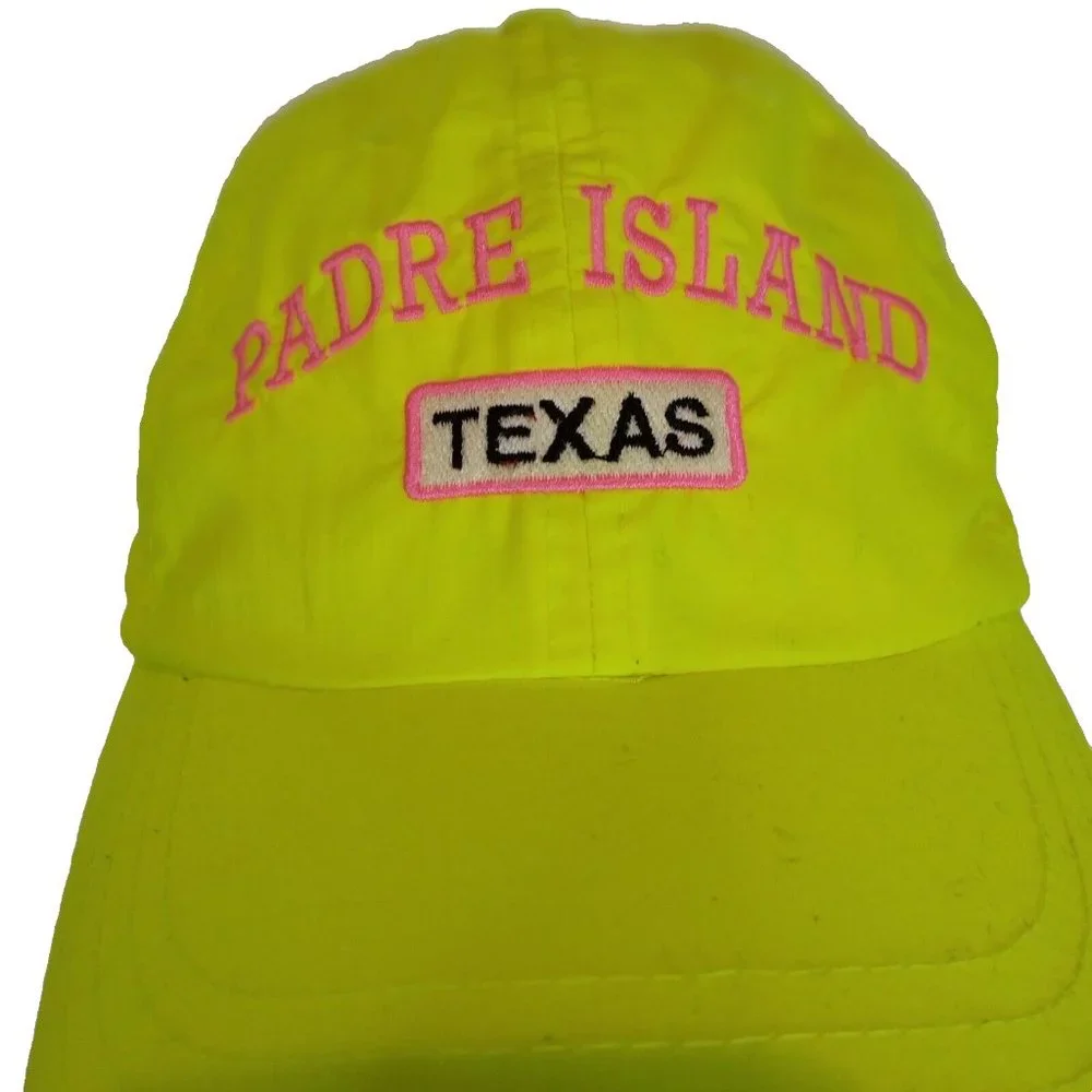 Padre Island Texas Baseball Cap Yellow Beach‎ Sports Hook & Loop Cap Hat